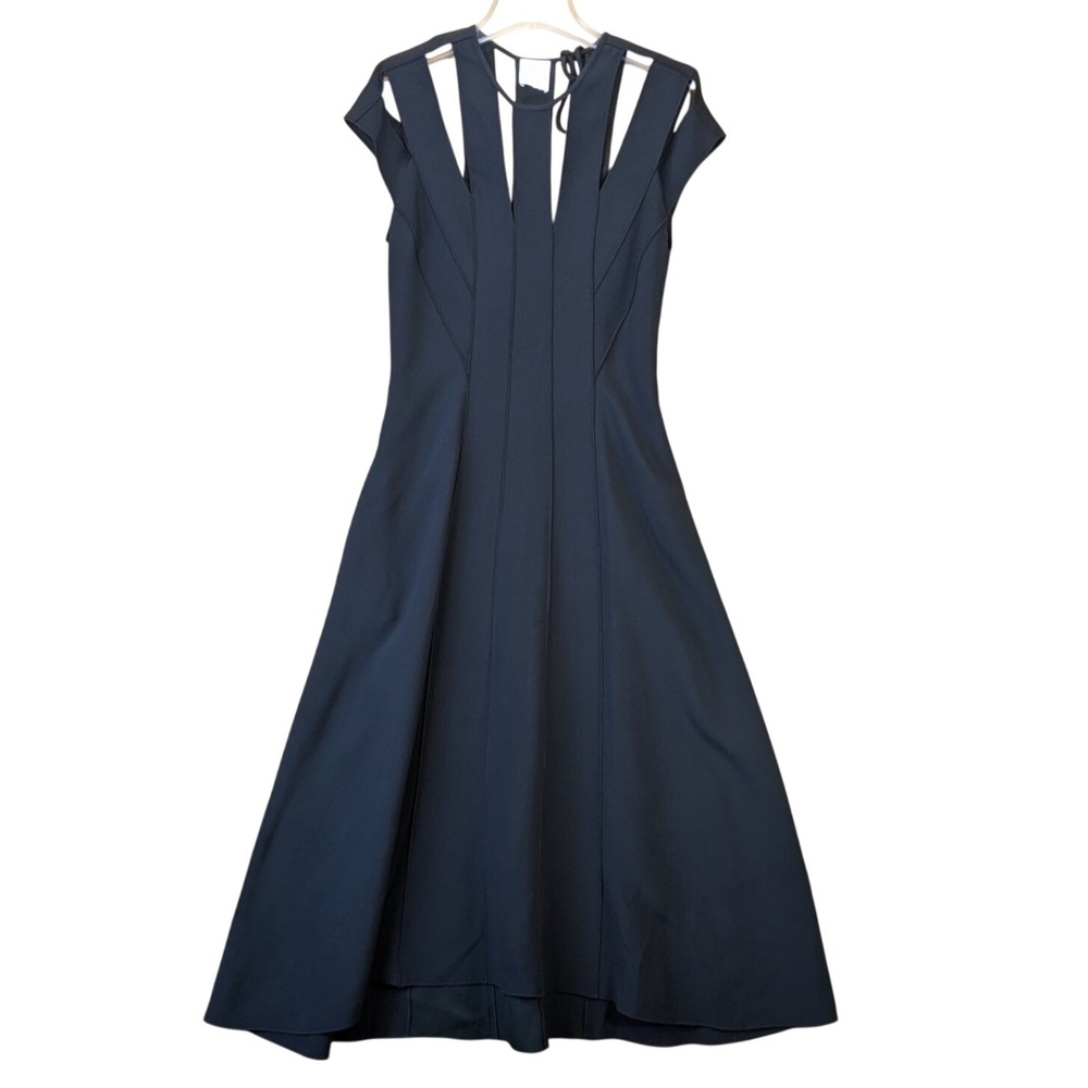 Mantu Quiet Luxury Minimalist Black Avant Garde Event Maxi Dress Italy 42 10